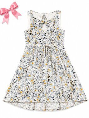 Moulinette Soeurs Silk Daisy Print Dress Size 2 Anthropologie Floral Fit & Flare